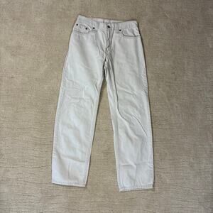 Vintage 90s Levi's 555 Womens 6R M Guys Fit Baggy Low Rise Wide Leg Khaki Jeans